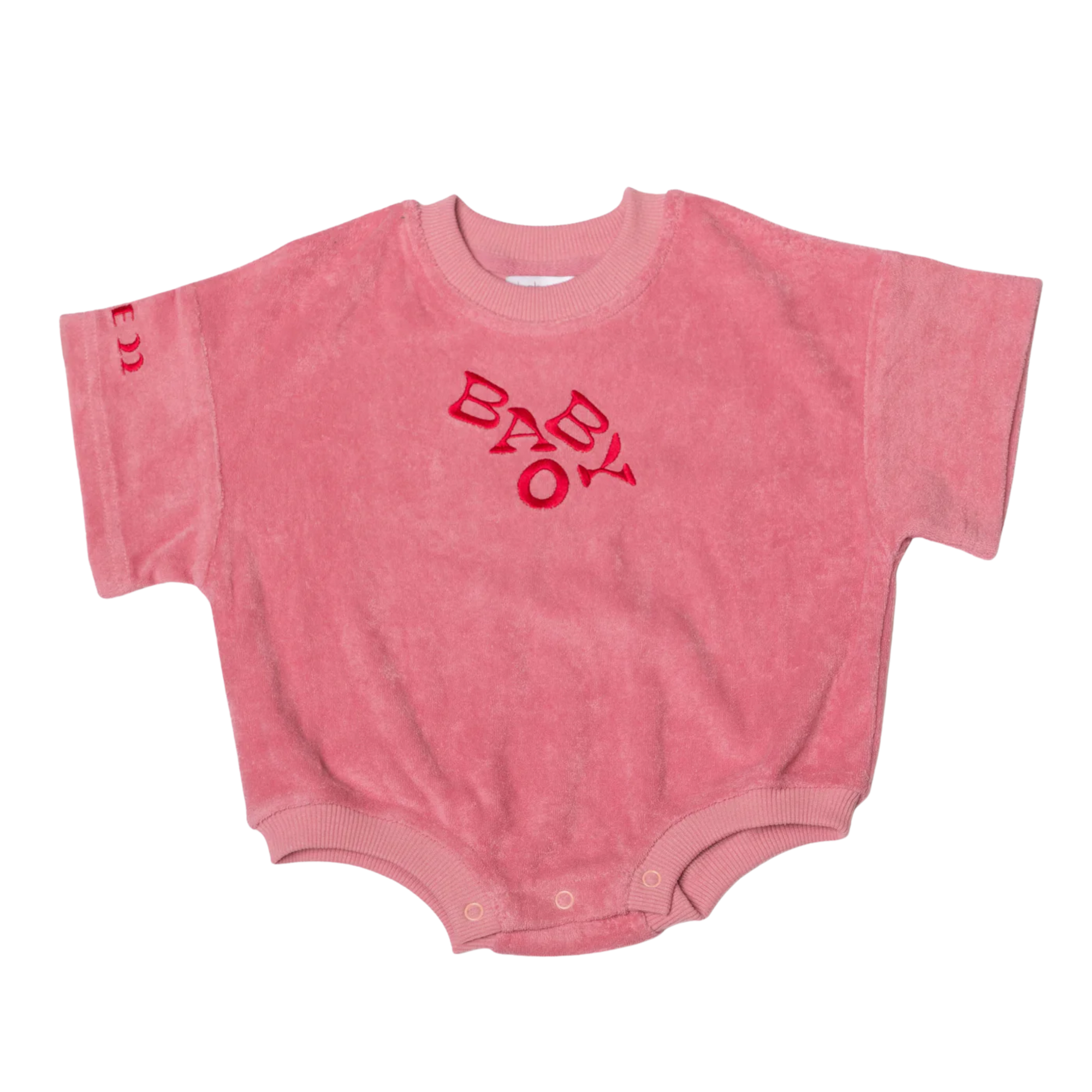 BABY O THE LABEL TERRY LOGO ROMPER - PINK