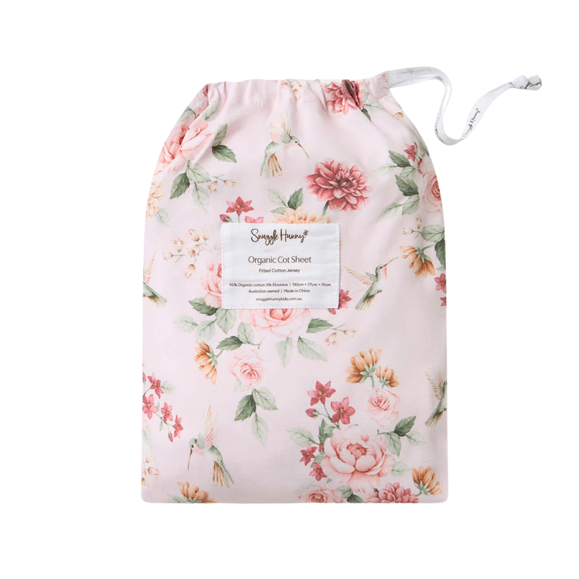 SNUGGLE HUNNY BIRDS & BLOOMS FITTED COT SHEET