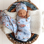 SNUGGLE HUNNY TO THE RESCUE JERSEY WRAP & BEANIE SET
