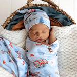 SNUGGLE HUNNY TO THE RESCUE JERSEY WRAP & BEANIE SET