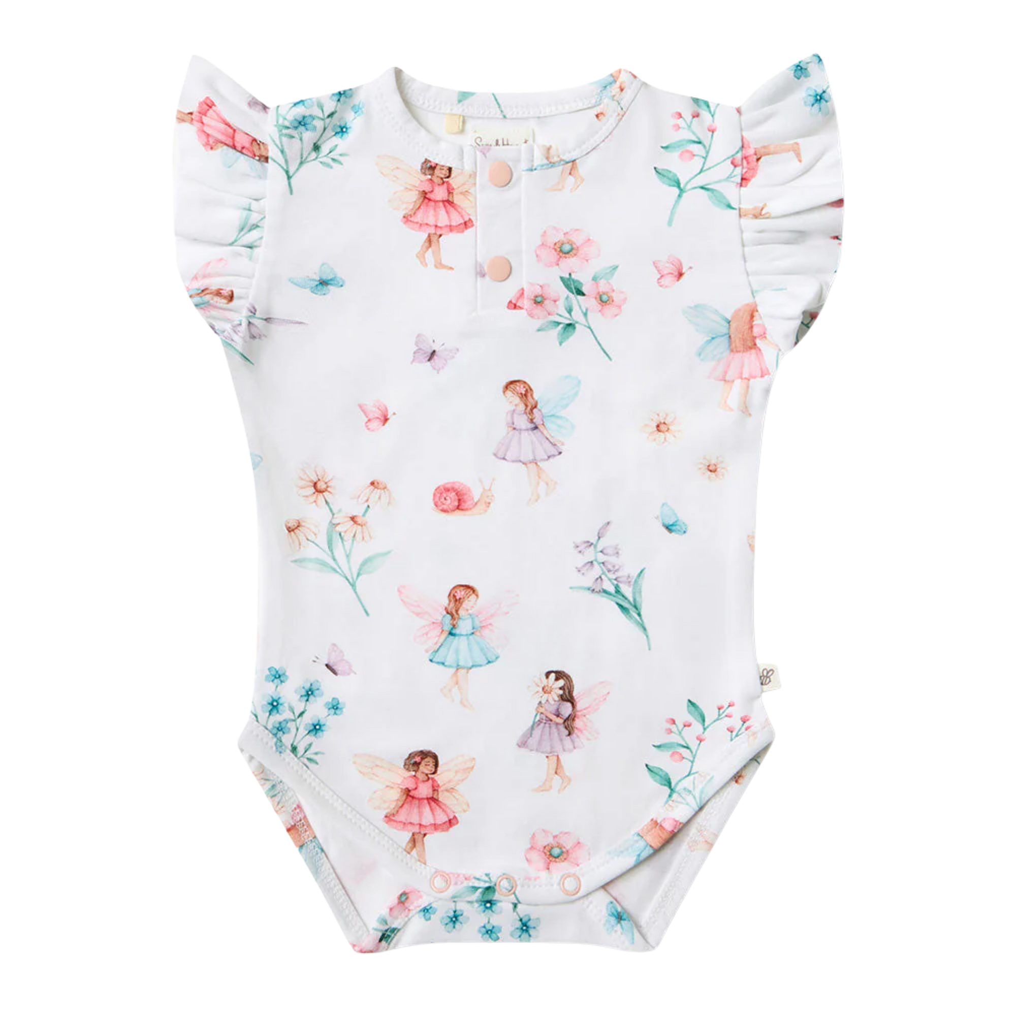 SNUGGLE HUNNY FAIRY GARDEN SHORT SLEEVE BODYSUIT WITH FRILL