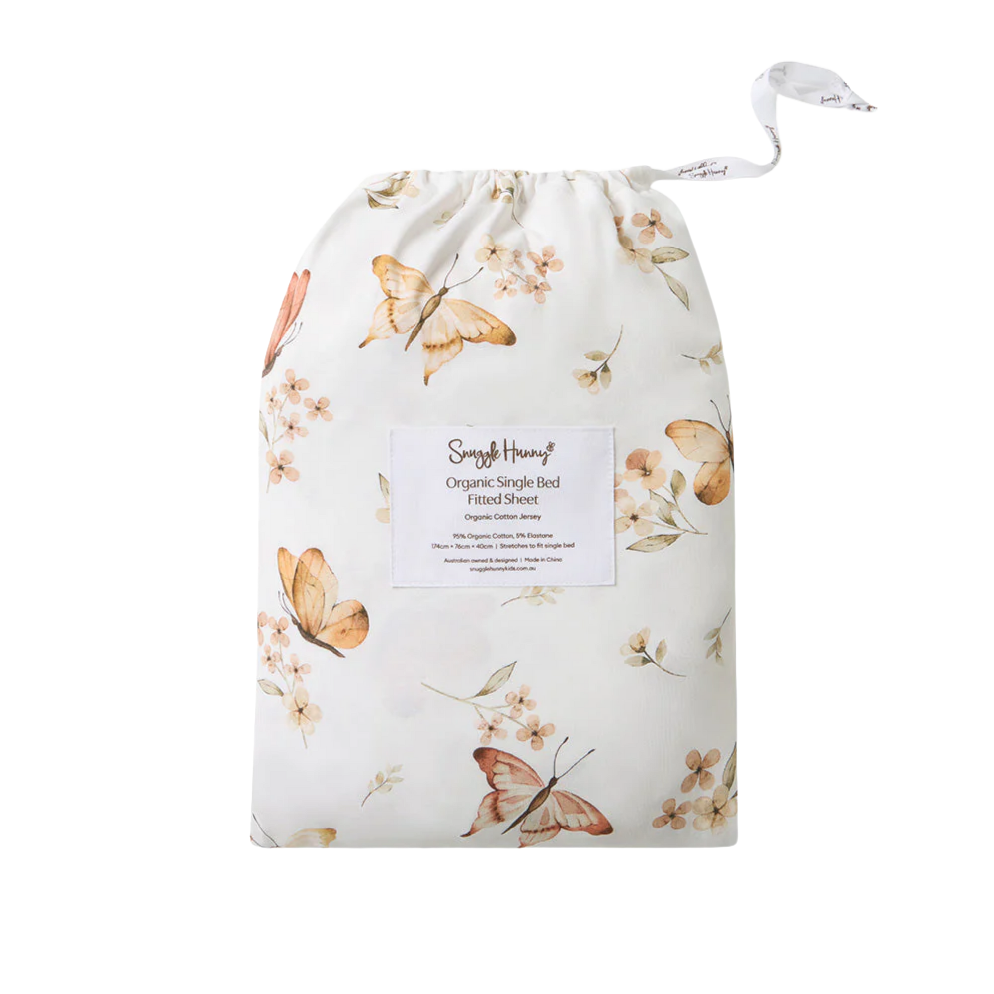 SNUGGLE HUNNY BUTTERFLY ORGANIC COTTON FITTED SHEET