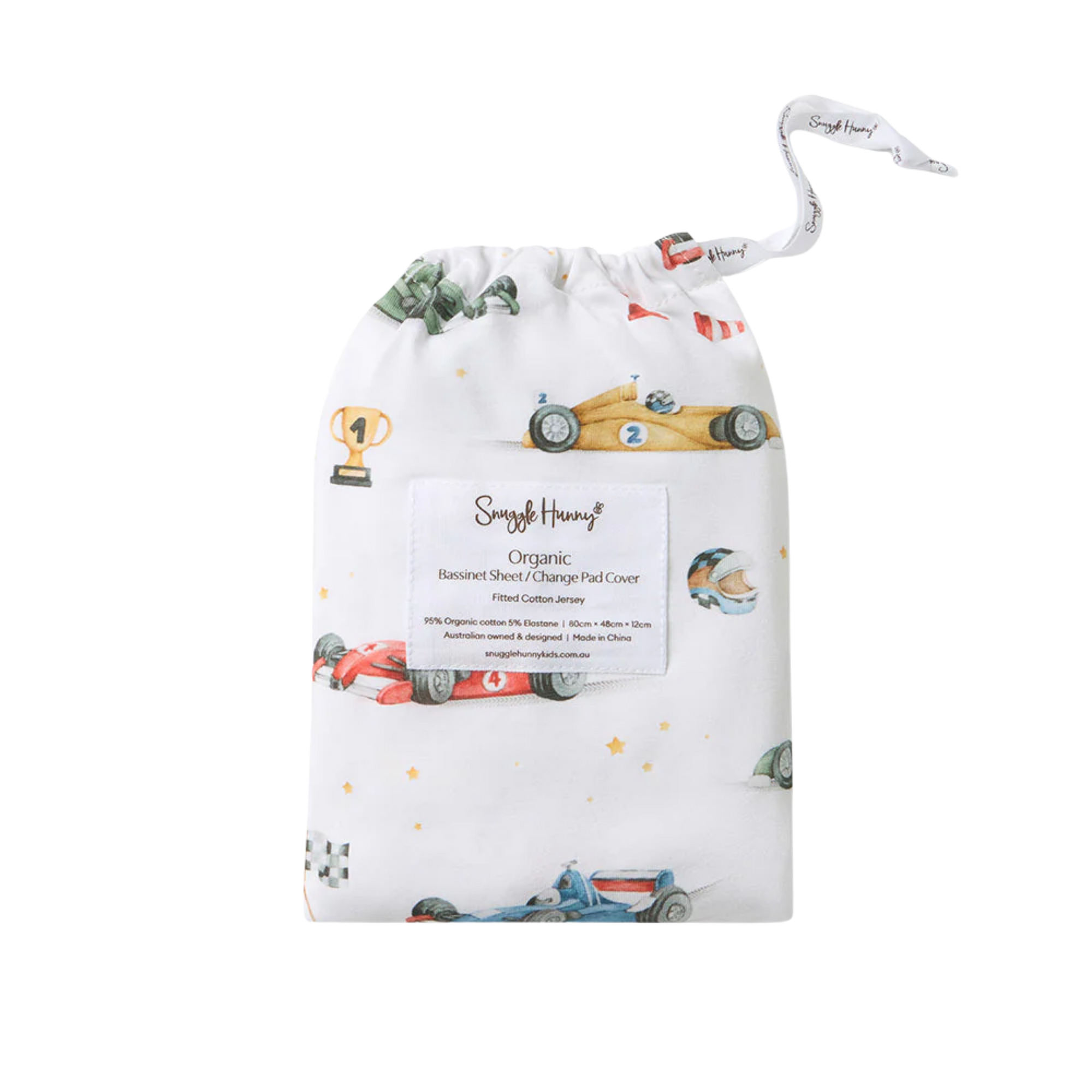 SNUGGLE HUNNY LITTLE RACERS BASSINET SHEET/CHANGE PAD COVER