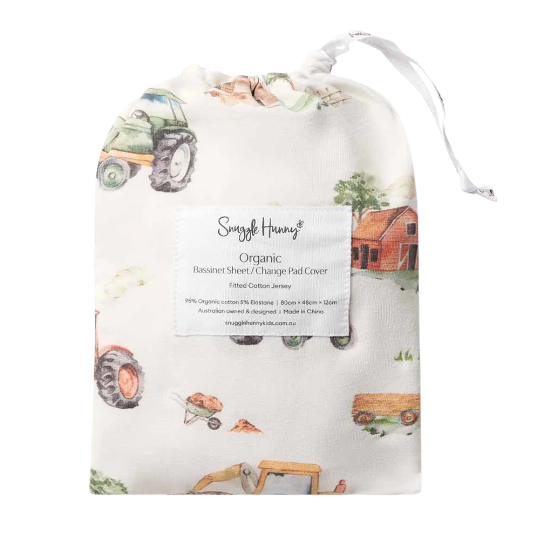 SNUGGLE HUNNY DIGGERS & TRACTORS BASSINET / CHANGE PAD COVER
