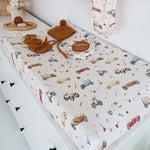 SNUGGLE HUNNY VINTAGE CARS BASSINET SHEET / CHANGE PAD COVER