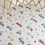 SNUGGLE HUNNY VINTAGE CARS BASSINET SHEET / CHANGE PAD COVER