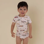 SNUGGLE HUNNY VINTAGE CARS SHORT SLEEVE BODYSUIT