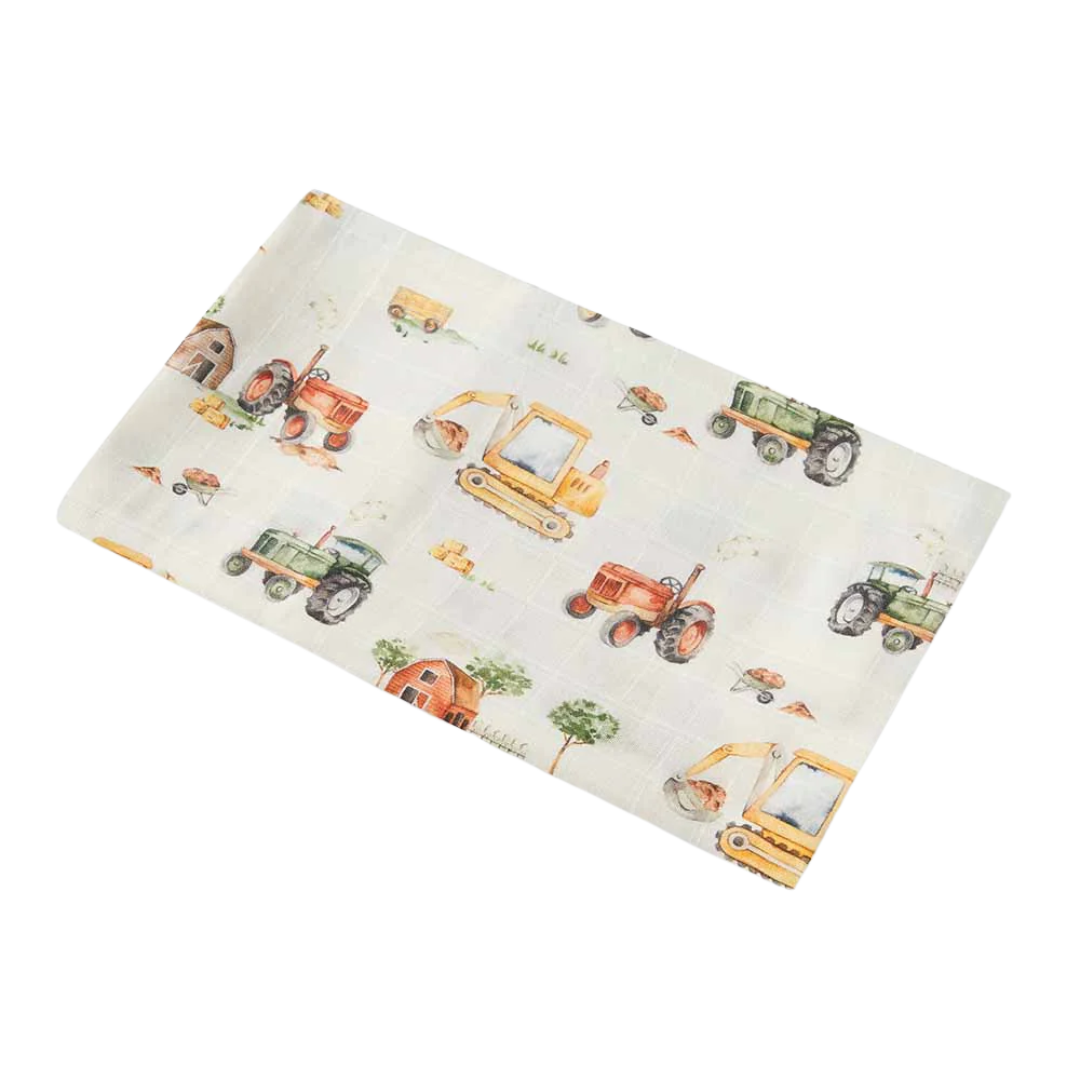 SNUGGLE HUNNY DIGGERS & TRACTORS MUSLIN WRAP