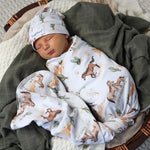 SNUGGLE HUNNY WILD HORSES JERSEY WRAP & BEANIE SET