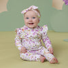 SNUGGLE HUNNY ISLA ORGANIC SNUGGLESUIT CONVERTIBLE ROMPER WITH FRILL