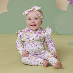SNUGGLE HUNNY ISLA ORGANIC SNUGGLESUIT CONVERTIBLE ROMPER WITH FRILL
