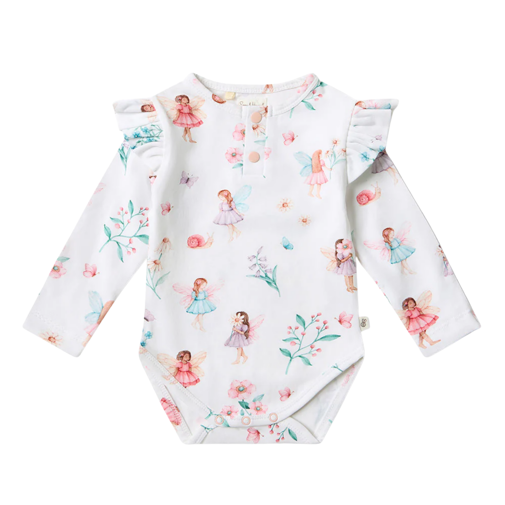 SNUGGLE HUNNY FAIRY GARDEN LONG SLEEVE BODYSUIT WITH FRILL