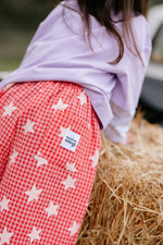 SUNDAY SIBLINGS  DUSTY STAR PANTS - PINK GINGHAM (PRE-ORDER)