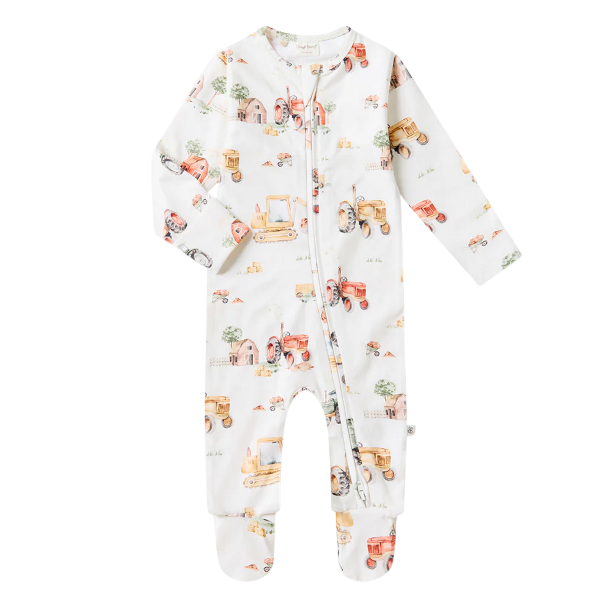 SNUGGLE HUNNY DIGGERS & TRACTORS SNUGGLE SLEEPSUIT ZIP FOOTIE